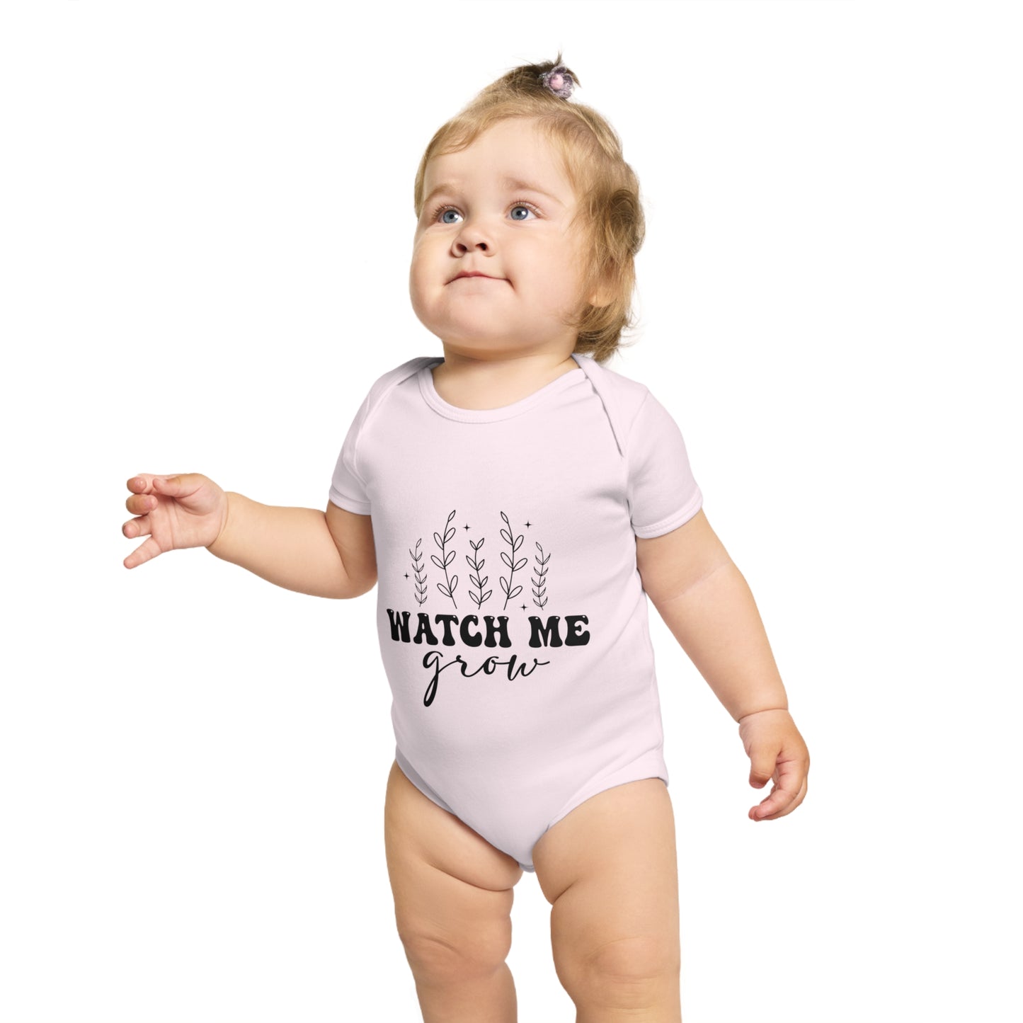 Cute 'Watch Me Grow' Short Sleeve Baby Bodysuit