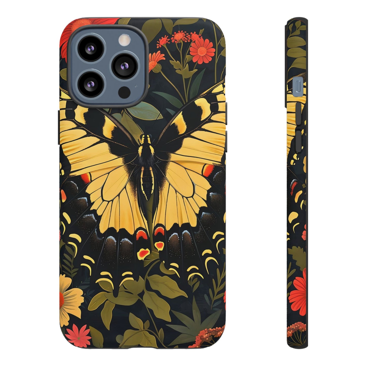Butterfly Floral Phone Case, Tough Cases with Vibrant Design, Protective Cover for Nature Lovers, Gift for Her