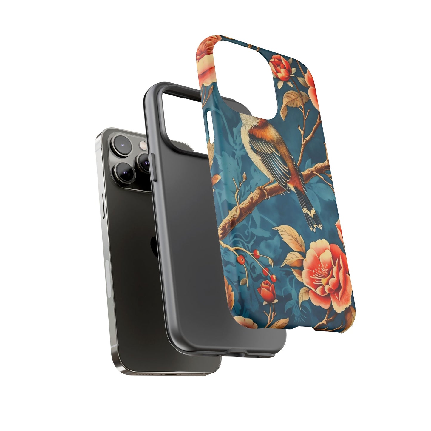 Bird & Floral Phone Case, Tough Cases for Nature Lovers, Gift for Her, Customizable Design, Vibrant Tech Accessories