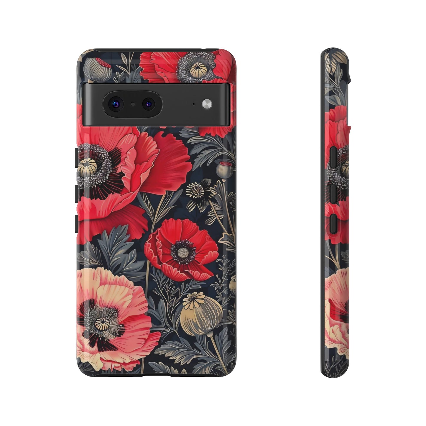 Floral Phone Case with Artistic Poppies, Tough Cases, Flower Design, Nature Lover Gift, Customizable Mobile Cover, Stylish Phone Accessories