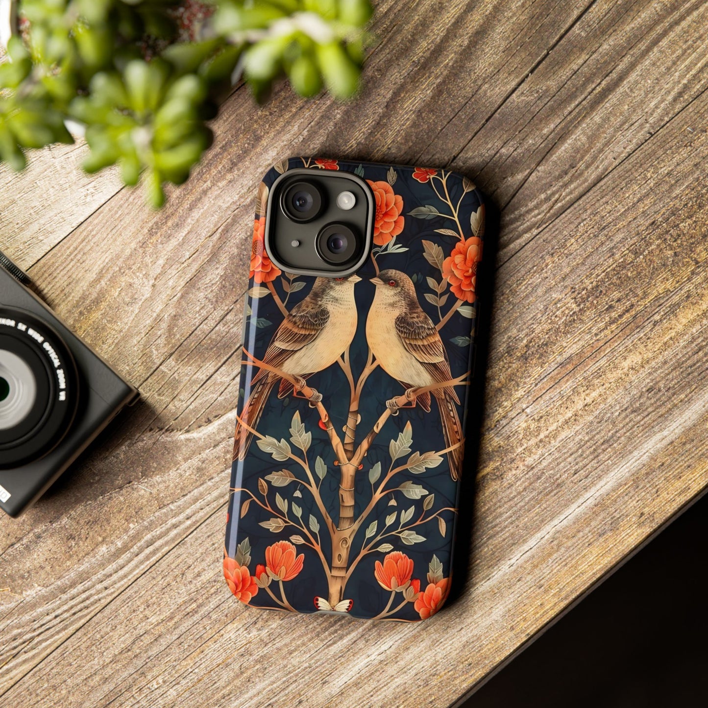 Floral Phone Case – Tough Cases with Bird Design, Unique Gift for Nature Lovers, Stylish Tech Accessory, Phone Cover, Artistic Case