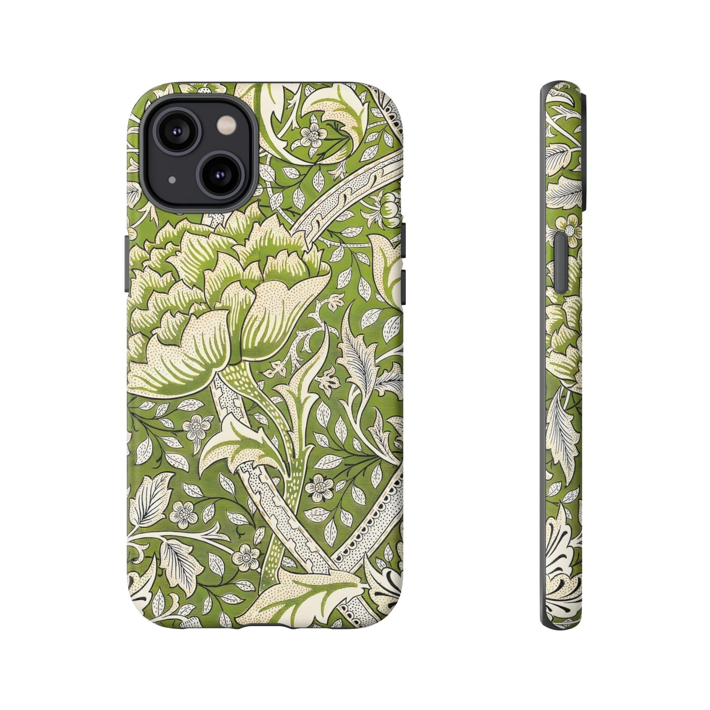 Stylish Phone Case with Floral Design, Durable Protective Cover for iPhone, Unique Gift for Birthdays, Mother's Day, Green Aesthetic
