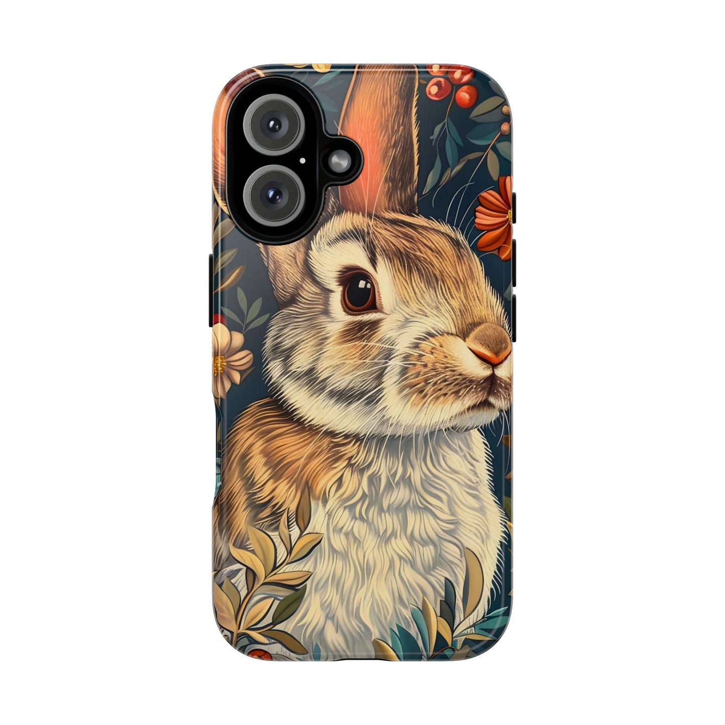 Rabbit Floral Phone Case, Cute Bunny Cover, Nature Lover Gift, Wildlife Photography, Protective Phone Accessory