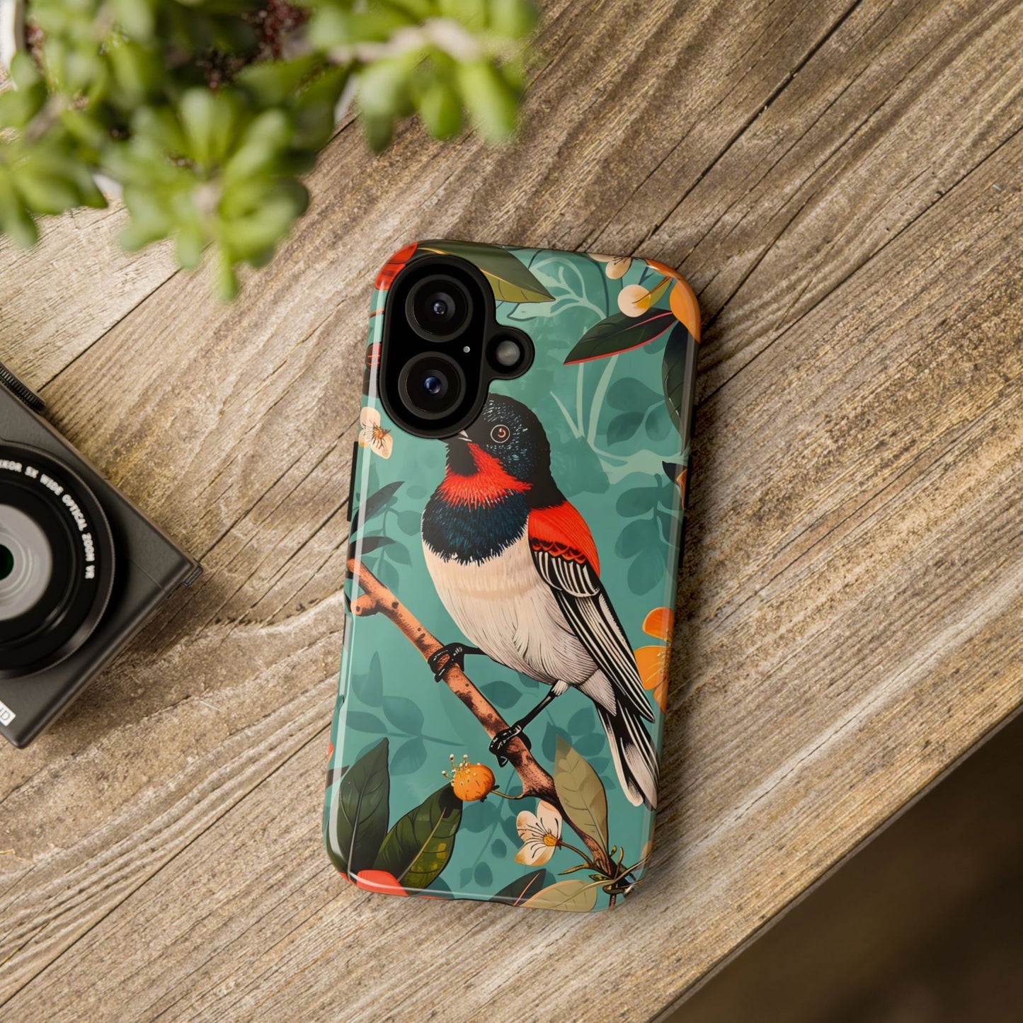 Tough Cases - Floral Bird Phone Case, Colorful Phone Cover, Nature Lover's Gift, Stylish Phone Accessory, Unique Gift Idea