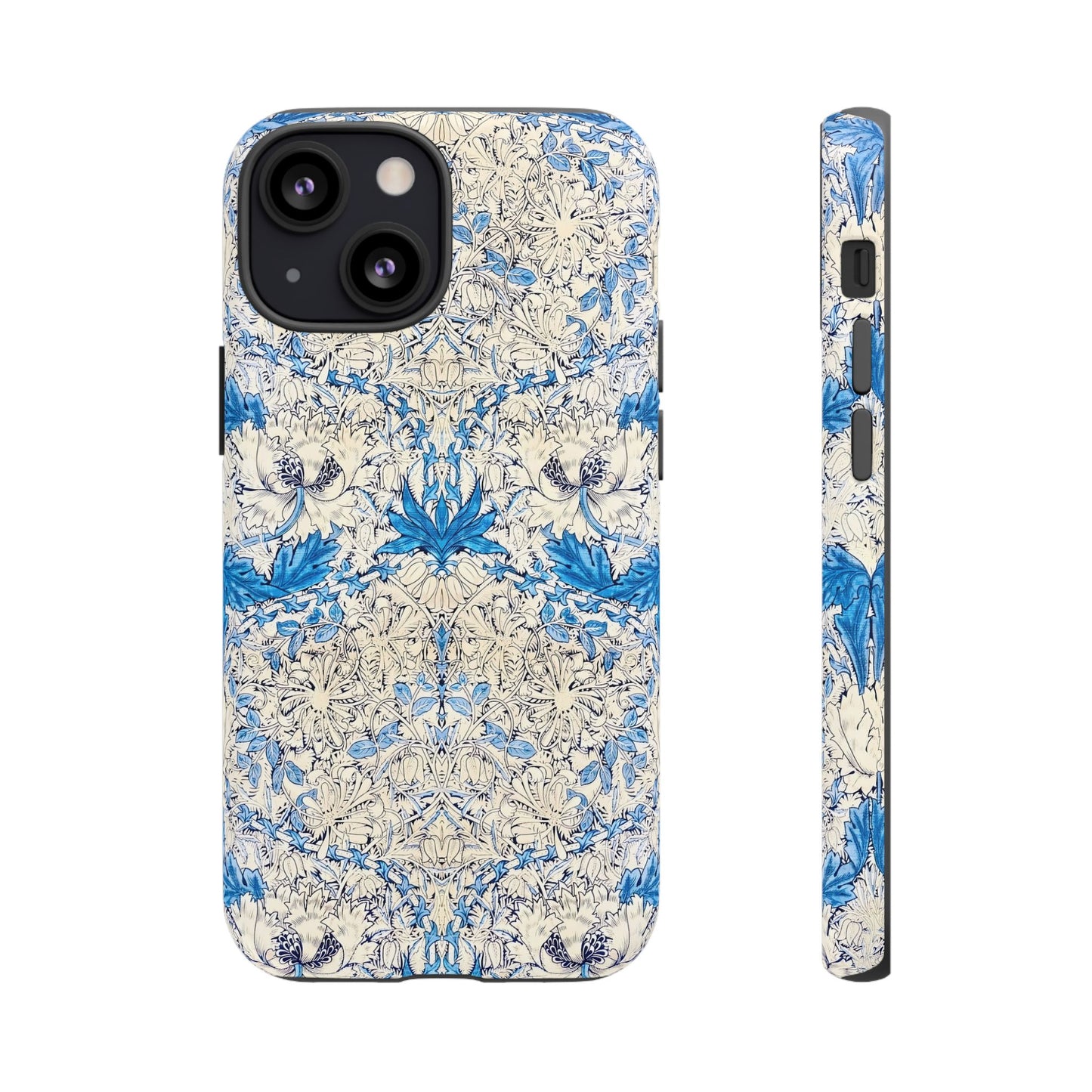 Elegant Floral Phone Case, Tough iPhone Cover, Stylish Mobile Protector, Blue Patterned Case, Unique Gift for Her