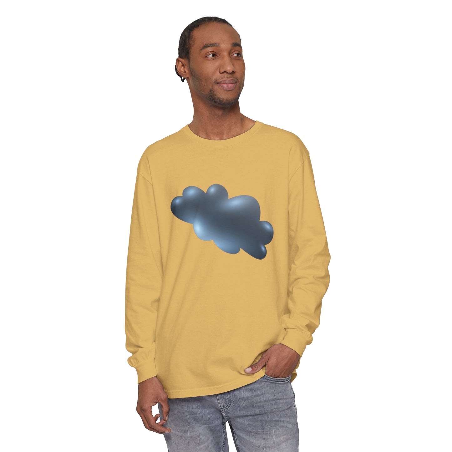 Unisex Garment-dyed Long Sleeve T-Shirt - Serene Cloudscape - Dreamy Cloud