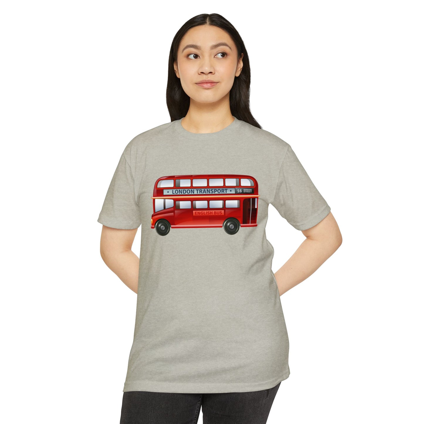 Unisex CVC Jersey T-shirt - The Heart of London - Iconic Double-Decker Buses