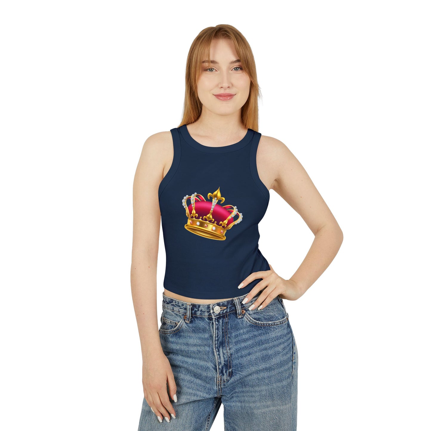 Women's Micro Rib Racer Tank Top - British Royal Crown Design
