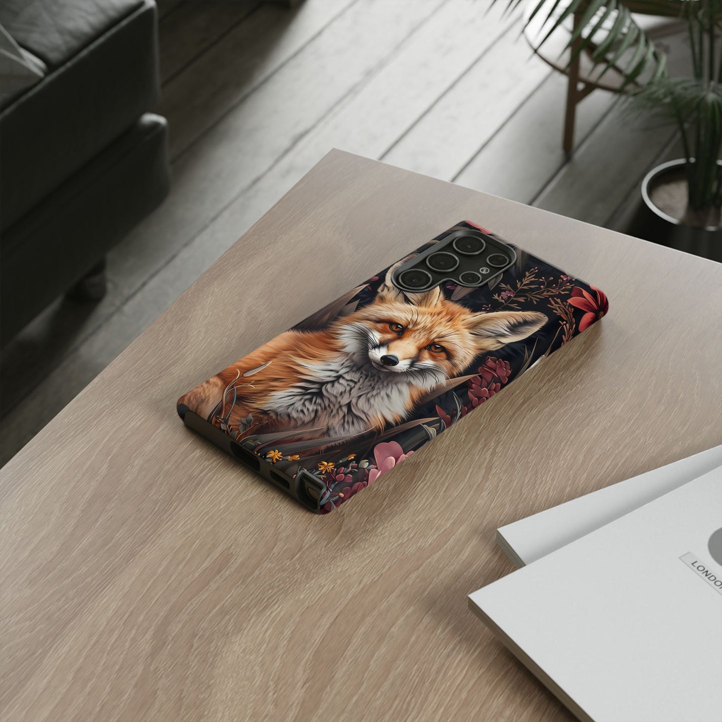 Fox Floral Phone Case, Tough Cases for Animal Lovers, Nature Themed Gift, Cute Phone Cover, Wild Fox Protector