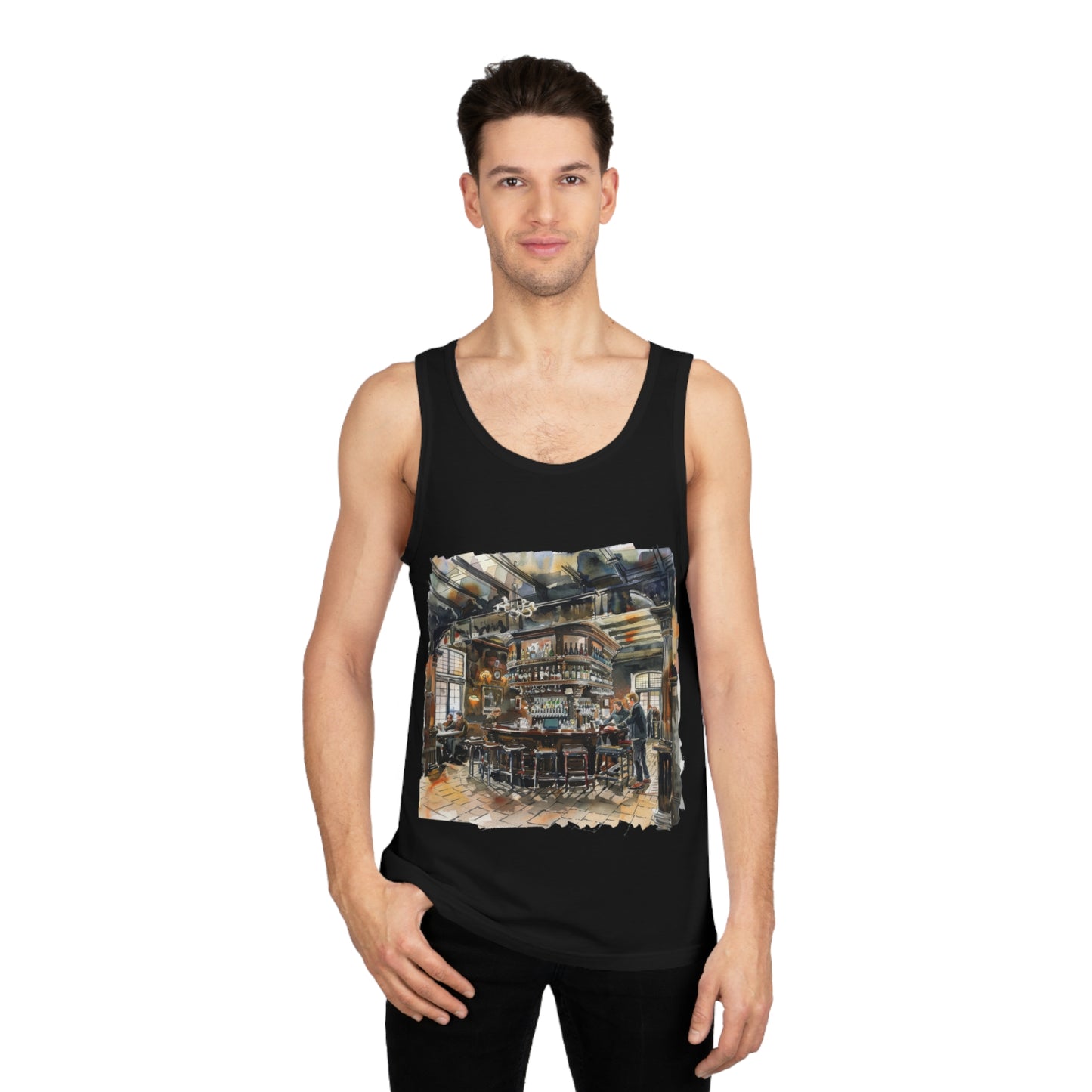Unisex Softstyle™ Tank Top - The Cozy Corner of a British Pub