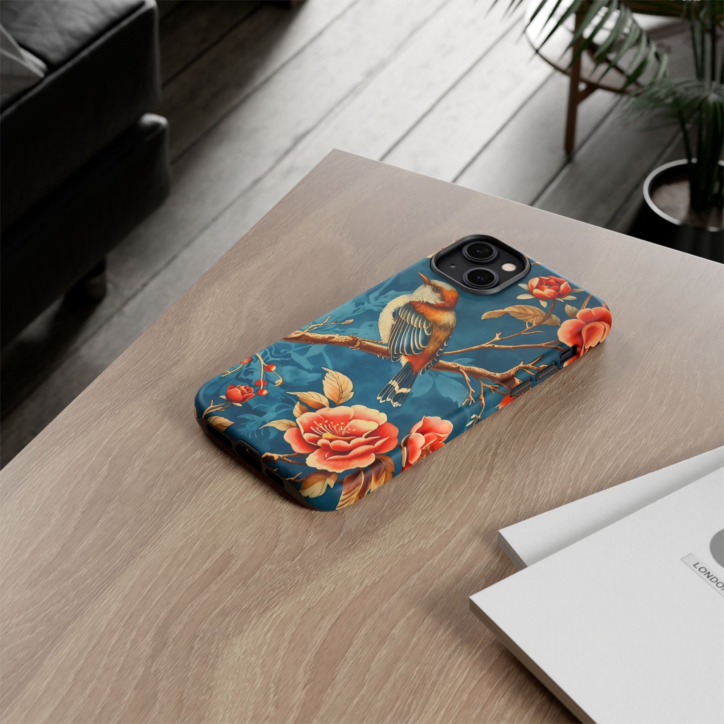 Bird & Floral Phone Case, Tough Cases for Nature Lovers, Gift for Her, Customizable Design, Vibrant Tech Accessories