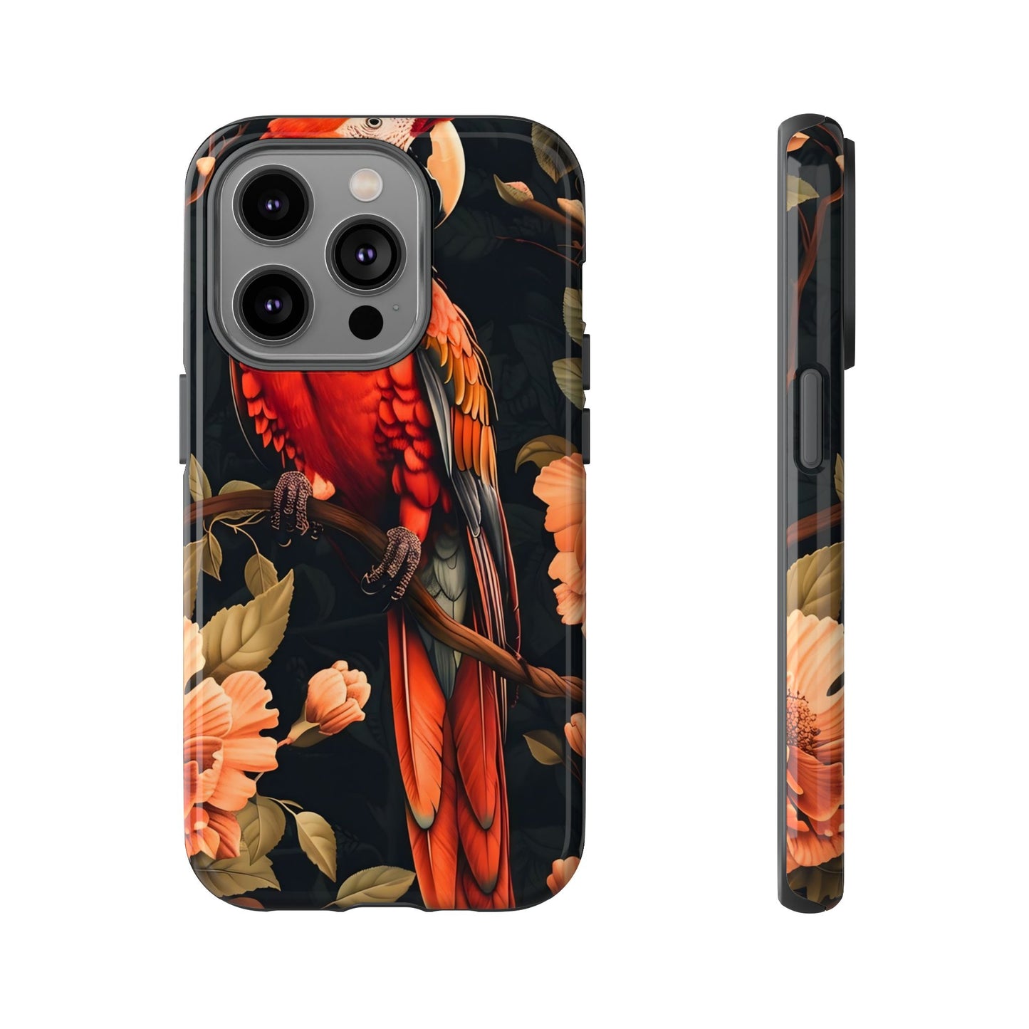 Vibrant Tropical Phone Case with Parrot Design, Bird Lovers Gift, Floral Phone Cover, Nature Inspired Accessories, Tough Cases