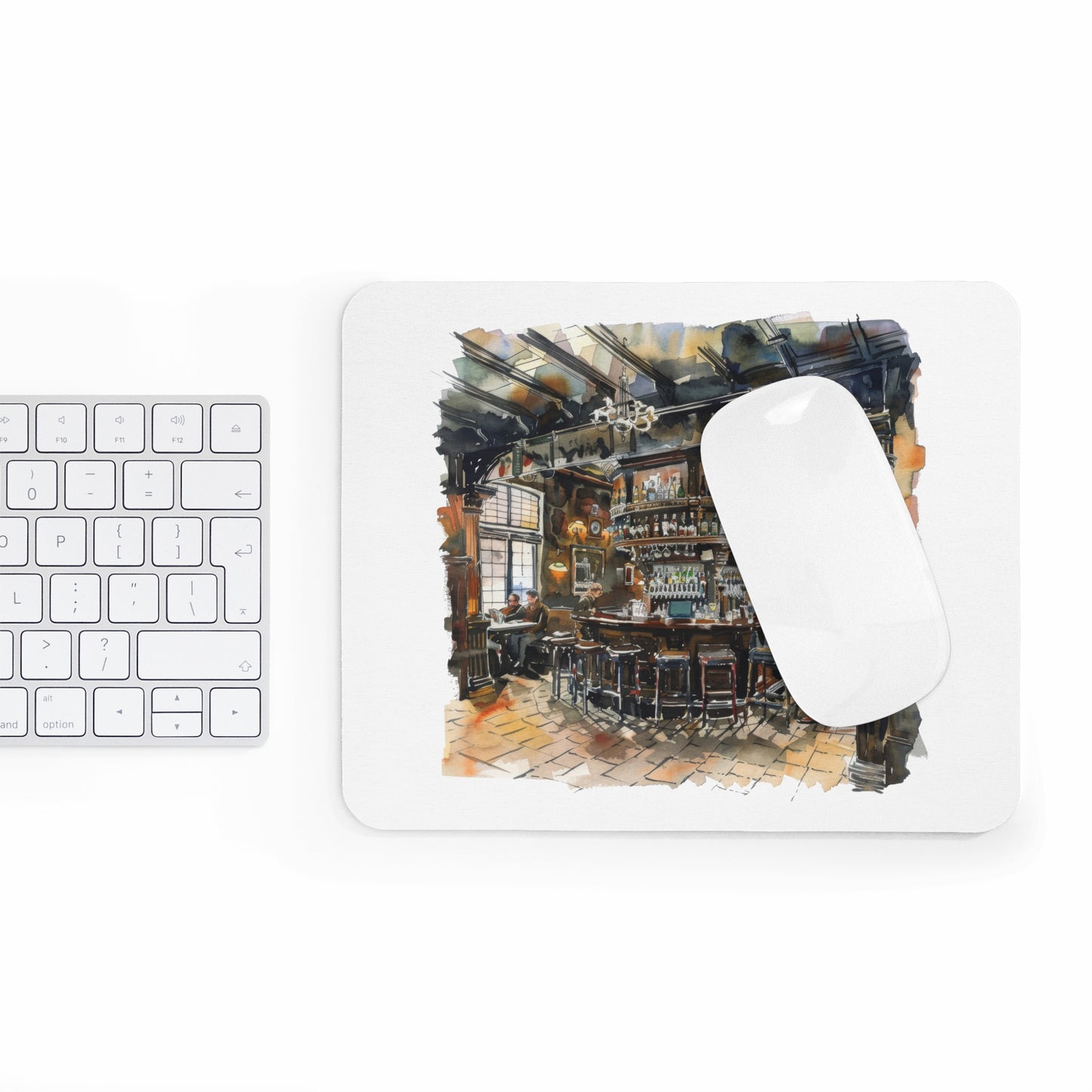 Elegant Vintage Bar Mouse Pad, Office Desk Accessory, Gift for Home, Gamers, Drink Lovers, Unique Mouse Mat