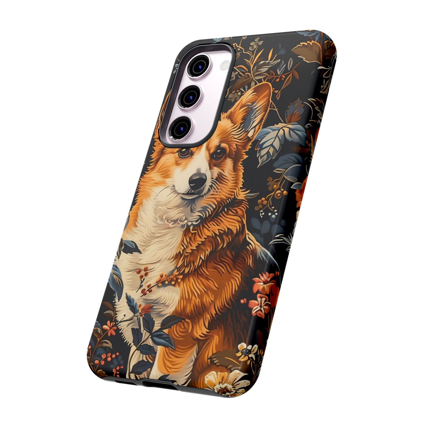 Corgi Floral Phone Case - Tough Cases for Dog Lovers, Cute Pet Accessories, Gift for Dog Owners, Floral Design, Personalized Tech Cover