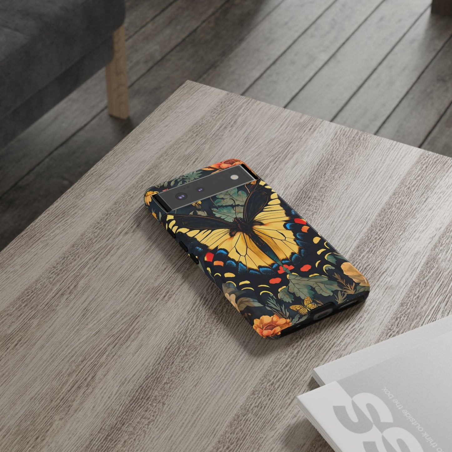 Butterfly Floral Phone Case, Art-inspire Tough Case, Gift for Nature Lovers, Butterfly Pattern Cover, Eco-Friendly Mobile Accessory