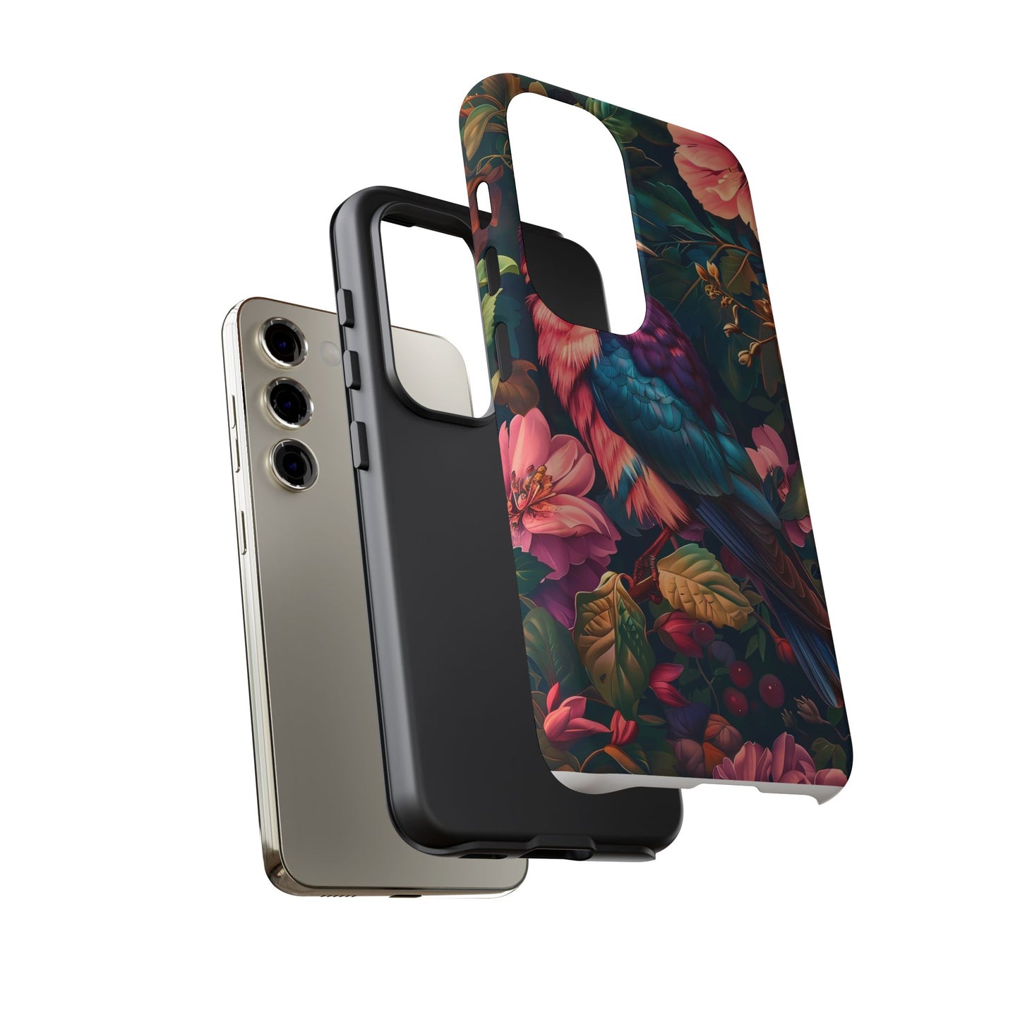 Tough Cases: Vibrant Tropical Bird Phone Case, Floral Smartphone Cover, Nature Lover Gift, Boho Phone Accessory, Cute Bird Case