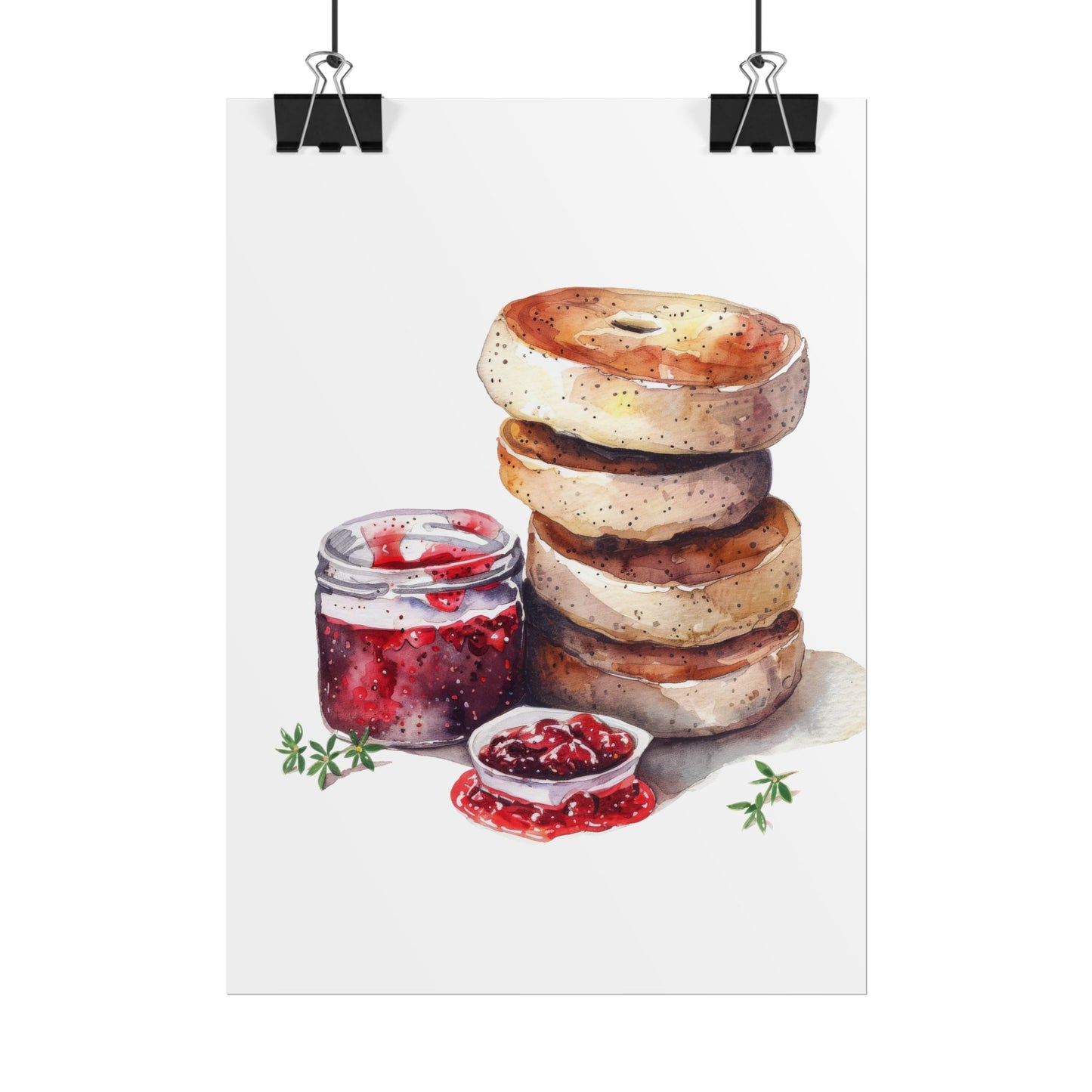Breakfast Bagel Art Print, Foodie Decor, Kitchen Wall Art, Rolled Poster, Unique Food Gift, Home Cooking Decor