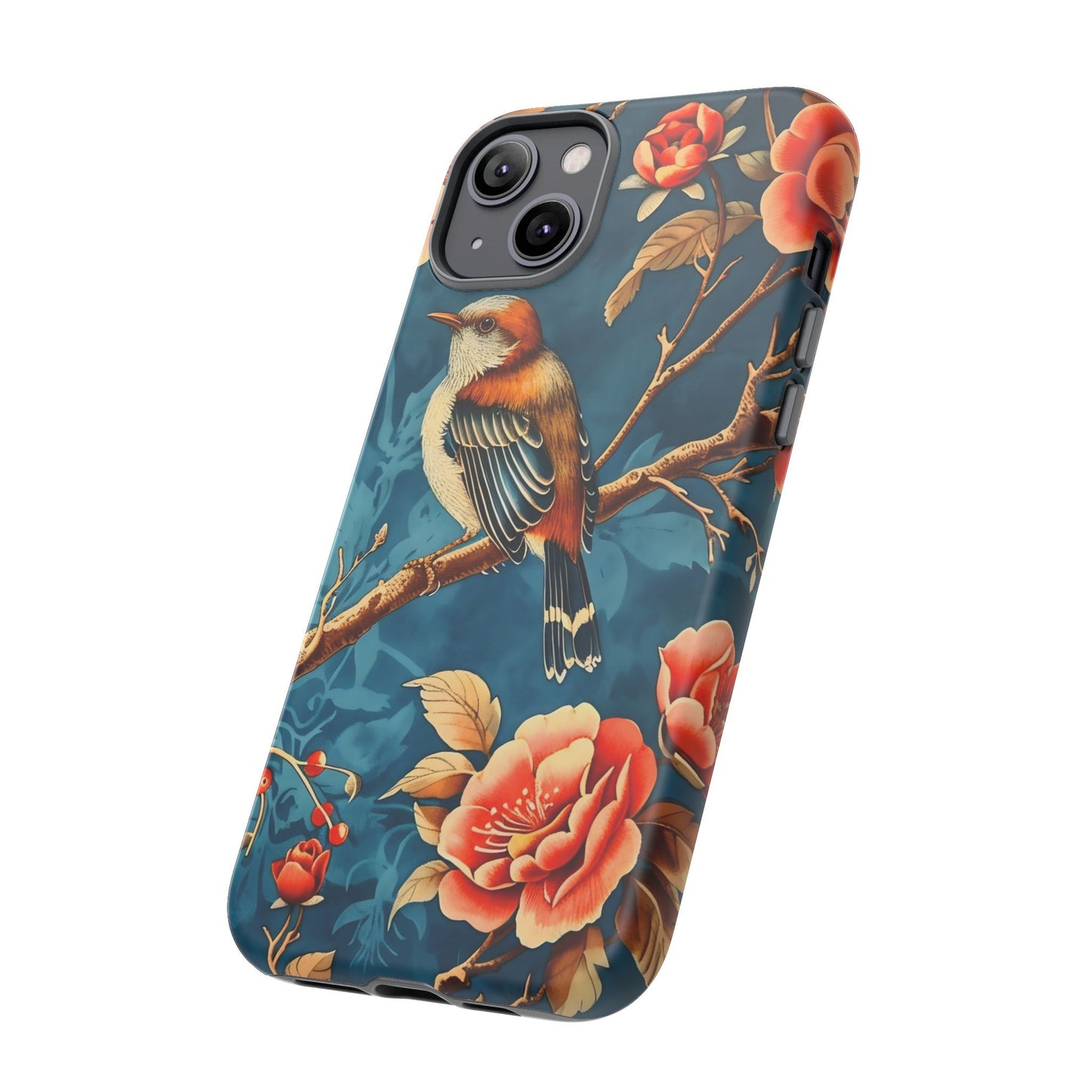 Bird & Floral Phone Case, Tough Cases for Nature Lovers, Gift for Her, Customizable Design, Vibrant Tech Accessories