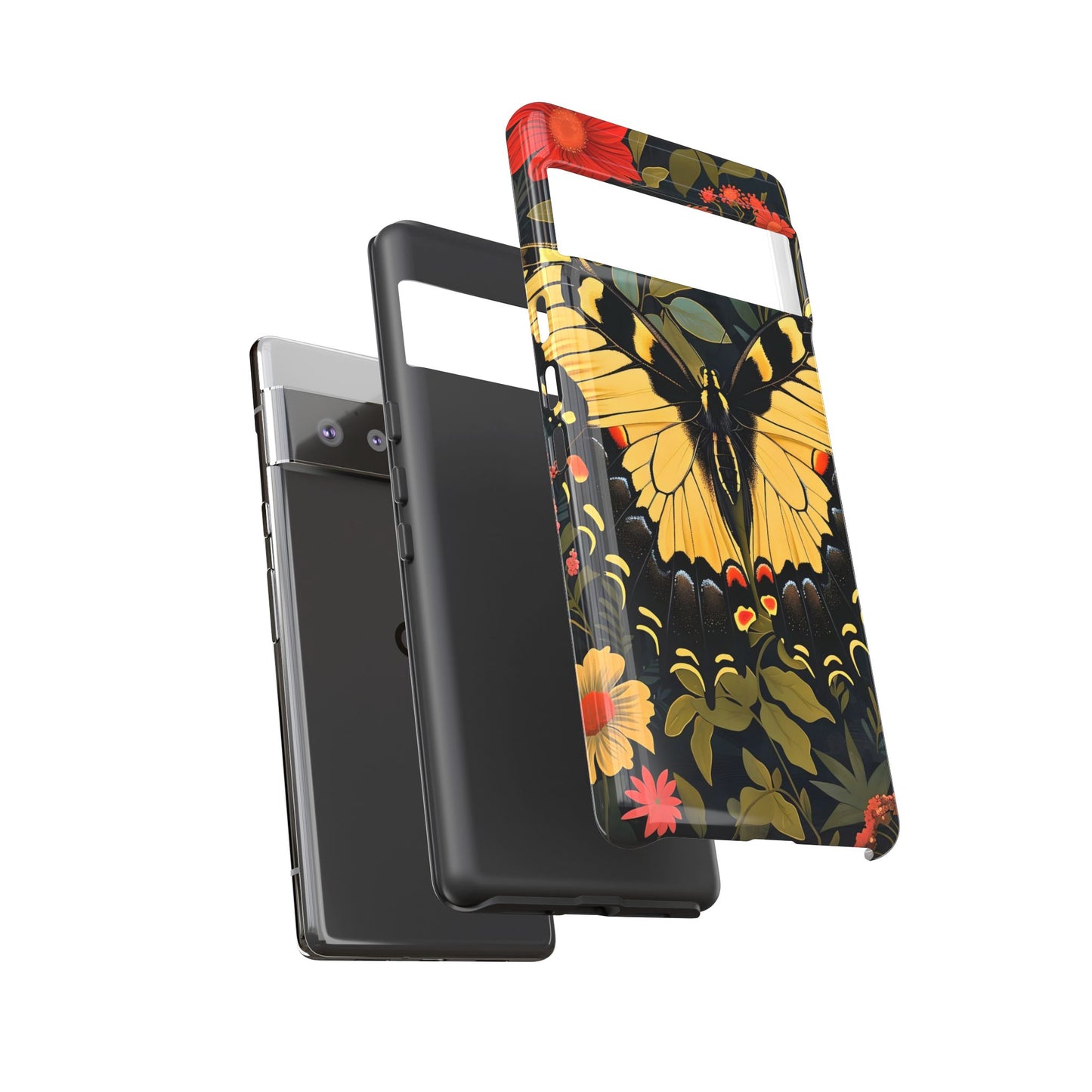 Butterfly Floral Phone Case, Tough Cases with Vibrant Design, Protective Cover for Nature Lovers, Gift for Her