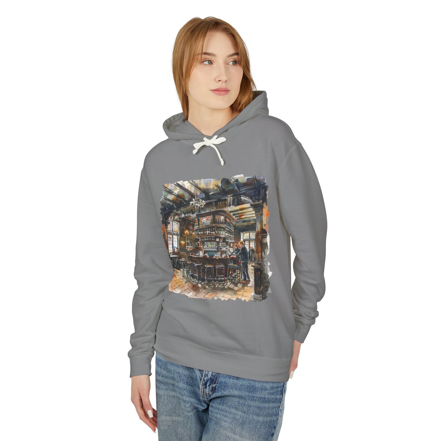 Unisex Lightweight Hooded Sweatshirt - Where Friends Gather - The Cozy British Pub