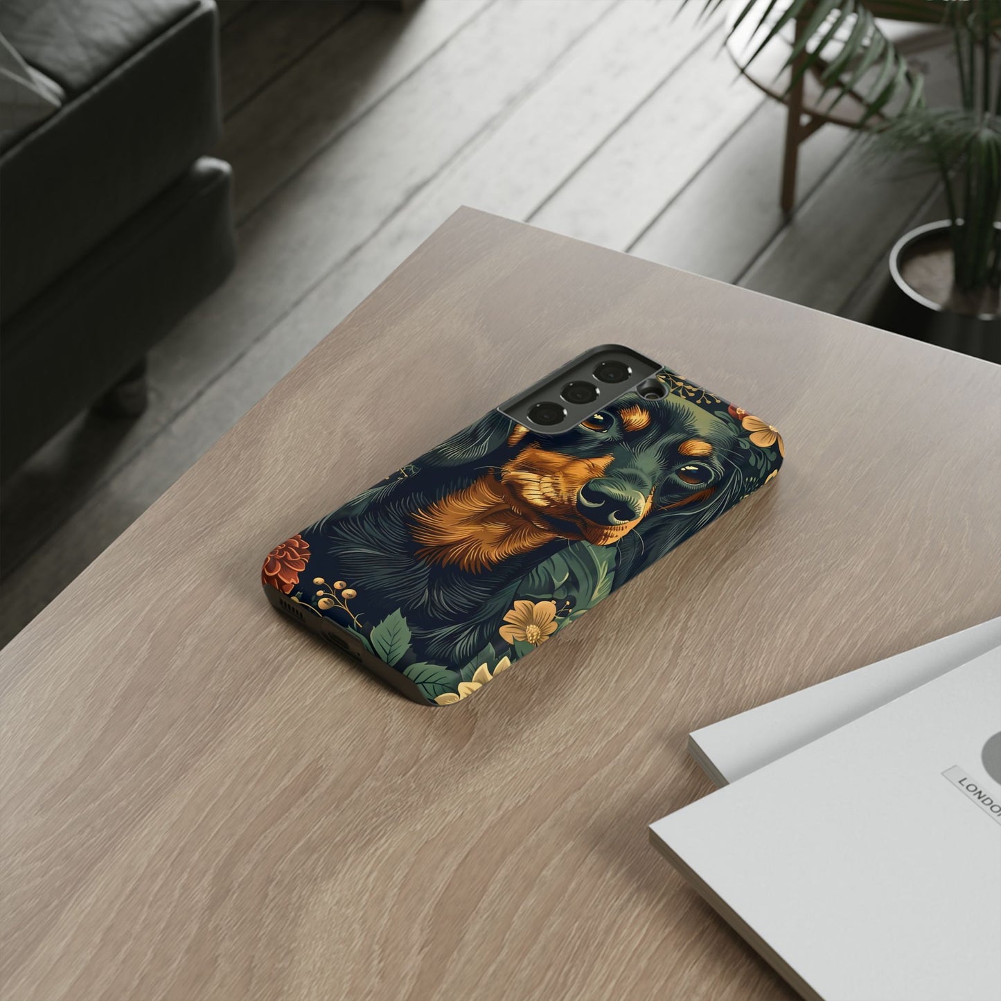 Dachshund Phone Case, Floral Pet Phone Cover, Dog Lover Gift, Tough Phone Case, Custom Dachshund Design, Unique Dog Owner Accessory