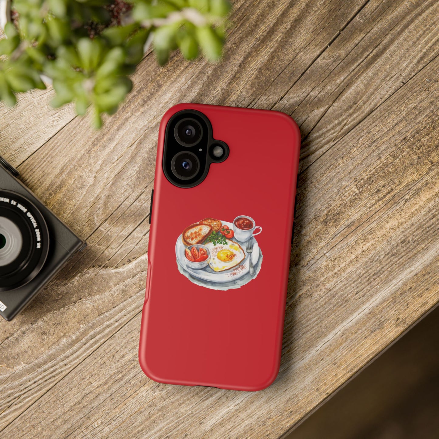 Breakfast-Inspired Phone Case, Tough Phone Covers, Foodie Gifts, Unique Accessories, Cute Kitchen Decor, Red Phone Case