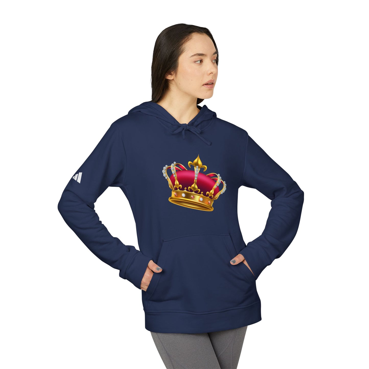 adidas Unisex Fleece Hoodie - British Royal Crown Design