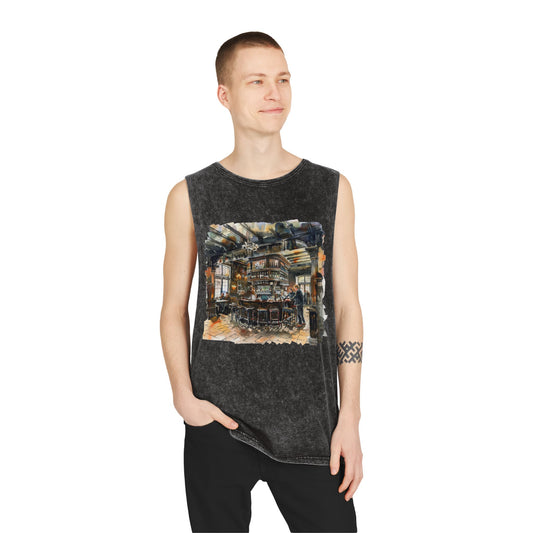 Unisex Stonewash Tank Top - Cozy British Pub