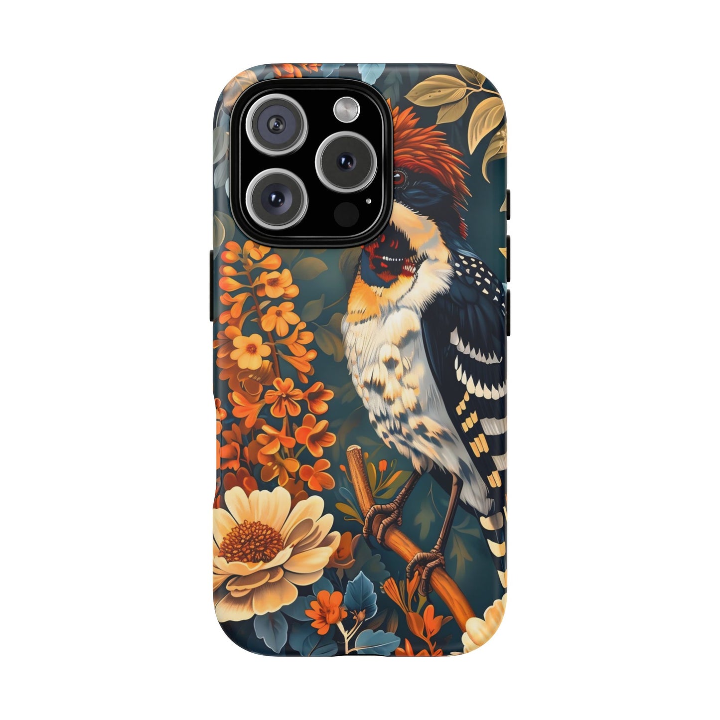 Tough Cases: Floral Bird Phone Case, Vintage Style Cover, Nature Lover Gift, Botanical Design, Spring Inspire Fashion