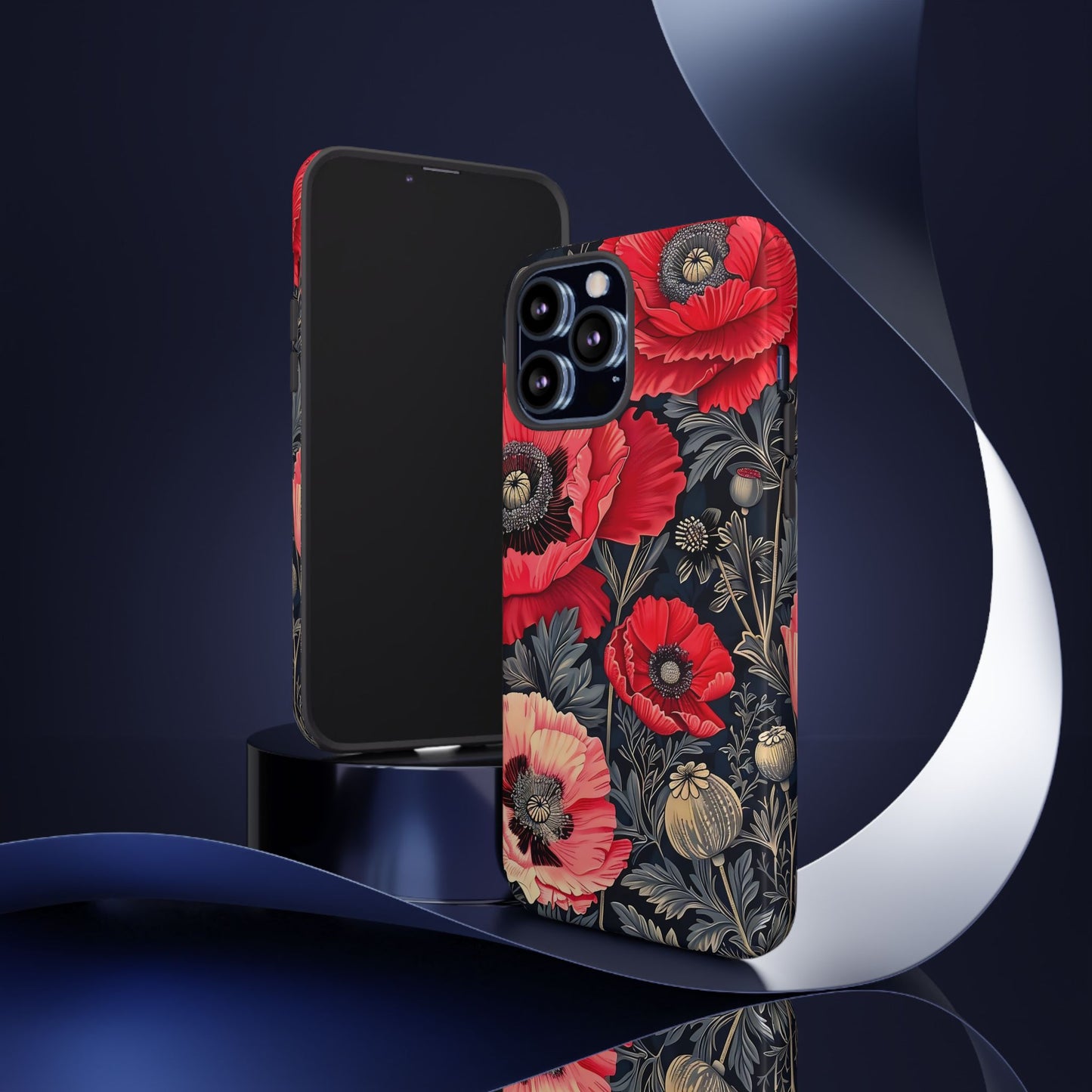 Floral Phone Case with Artistic Poppies, Tough Cases, Flower Design, Nature Lover Gift, Customizable Mobile Cover, Stylish Phone Accessories