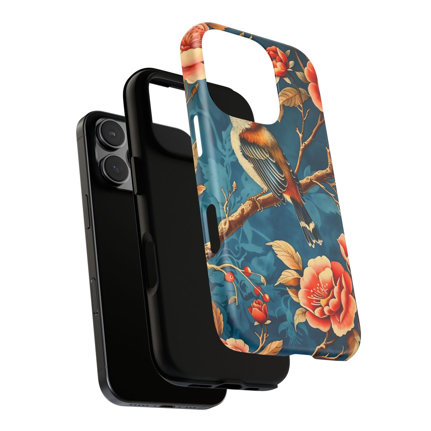 Bird & Floral Phone Case, Tough Cases for Nature Lovers, Gift for Her, Customizable Design, Vibrant Tech Accessories