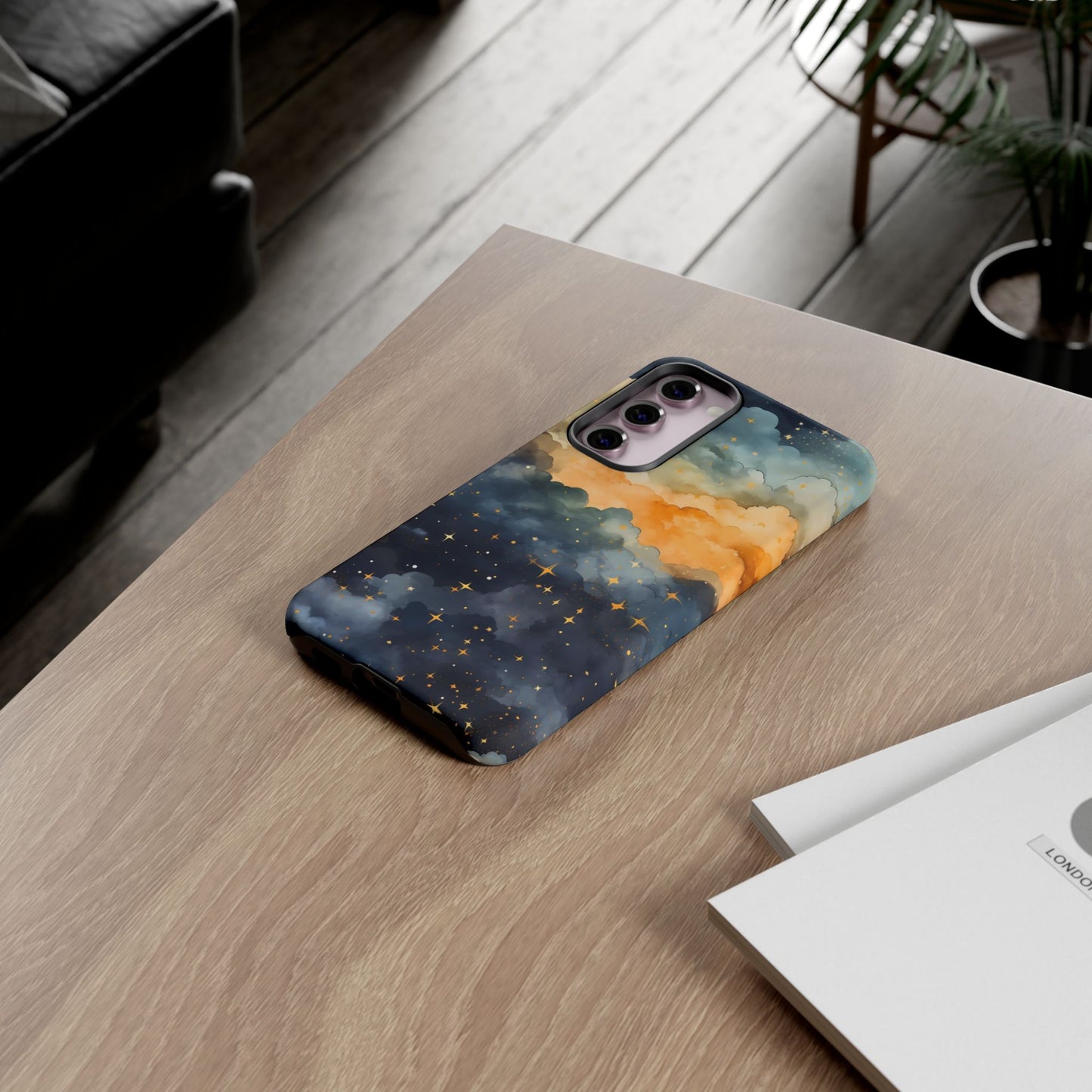 Celestial Phone Case, Galaxy Design Phone Cover, Space Art Case, Starry Night Mobile Cover, Customizable Tough Case