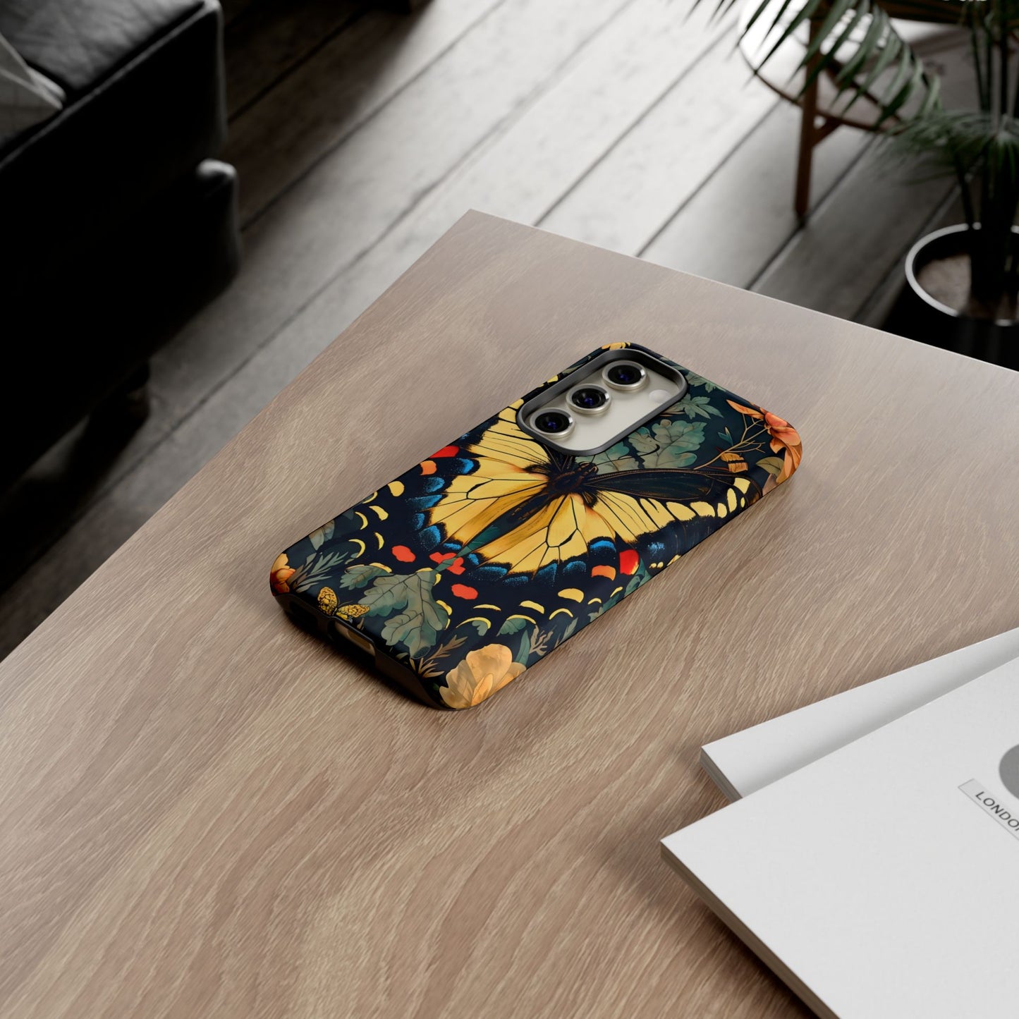 Butterfly Floral Phone Case, Art-inspire Tough Case, Gift for Nature Lovers, Butterfly Pattern Cover, Eco-Friendly Mobile Accessory