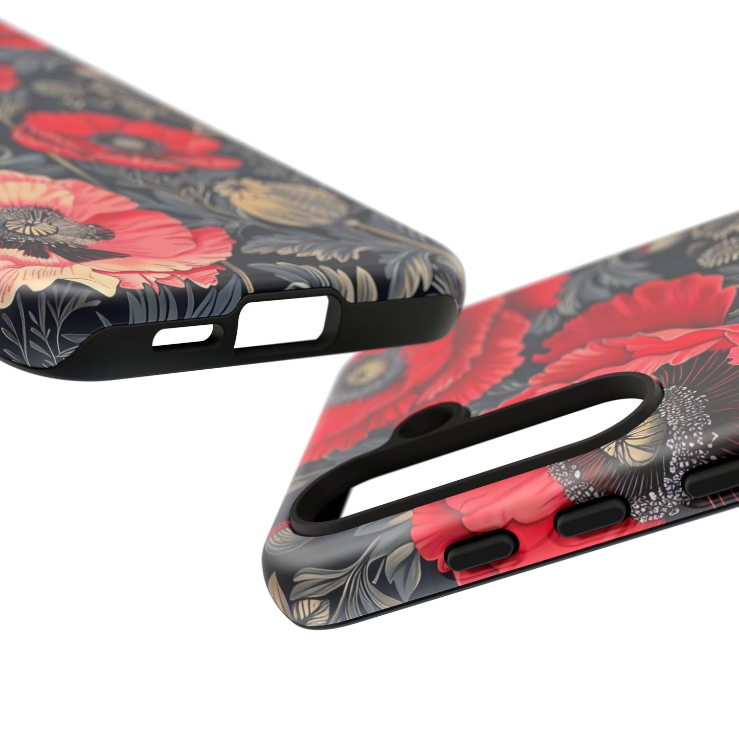 Floral Phone Case with Artistic Poppies, Tough Cases, Flower Design, Nature Lover Gift, Customizable Mobile Cover, Stylish Phone Accessories