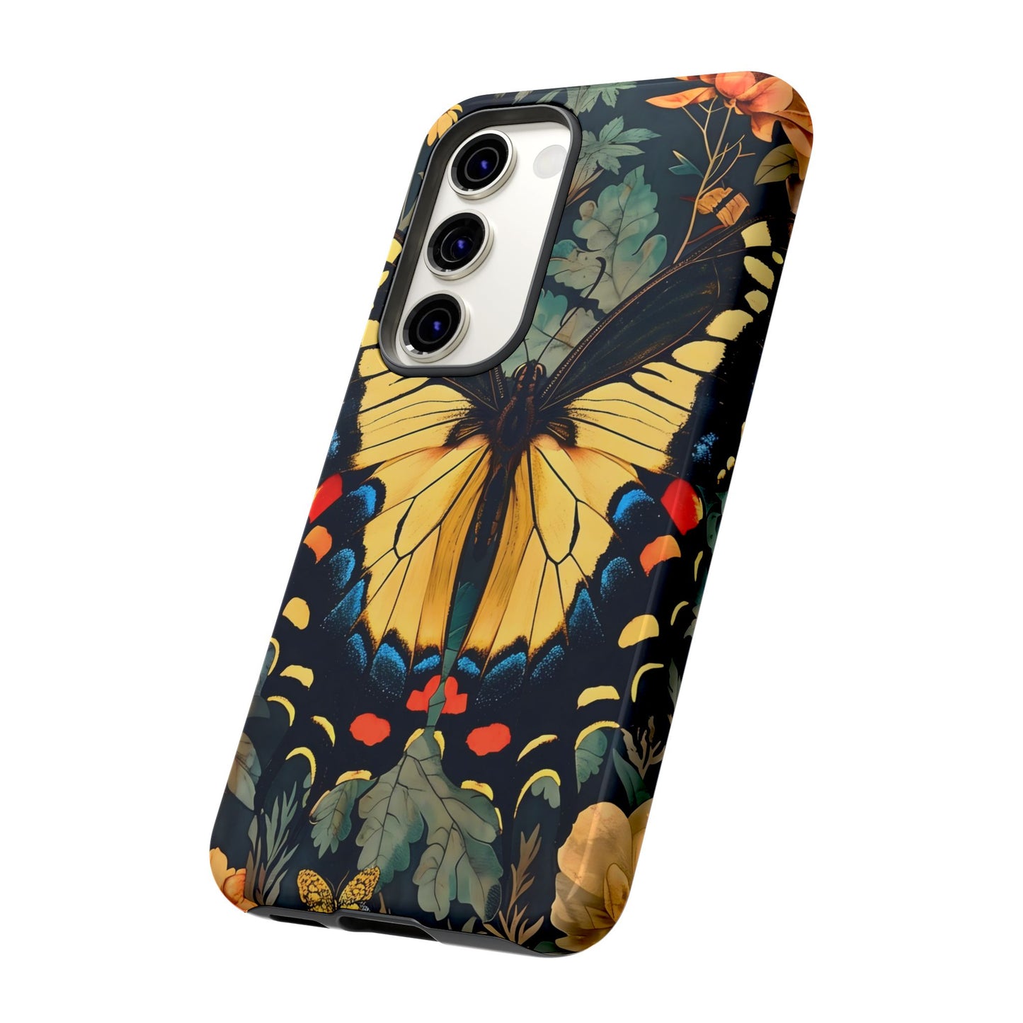 Butterfly Floral Phone Case, Art-inspire Tough Case, Gift for Nature Lovers, Butterfly Pattern Cover, Eco-Friendly Mobile Accessory