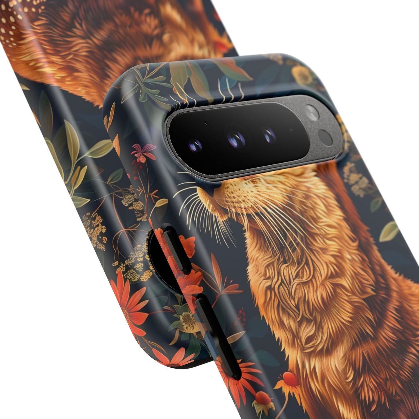 Otter Phone Case, Floral Otter Design, Tough Phone Cover, Nature Lover Gift, Cute Animal Accessories