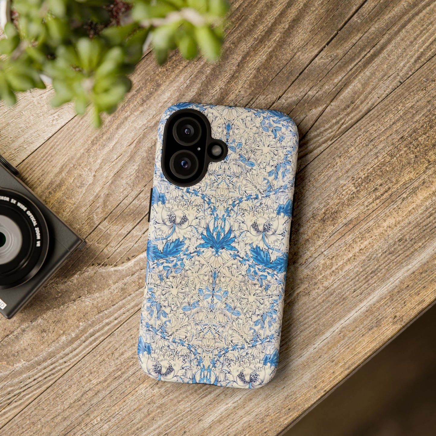 Elegant Floral Phone Case, Tough iPhone Cover, Stylish Mobile Protector, Blue Patterned Case, Unique Gift for Her