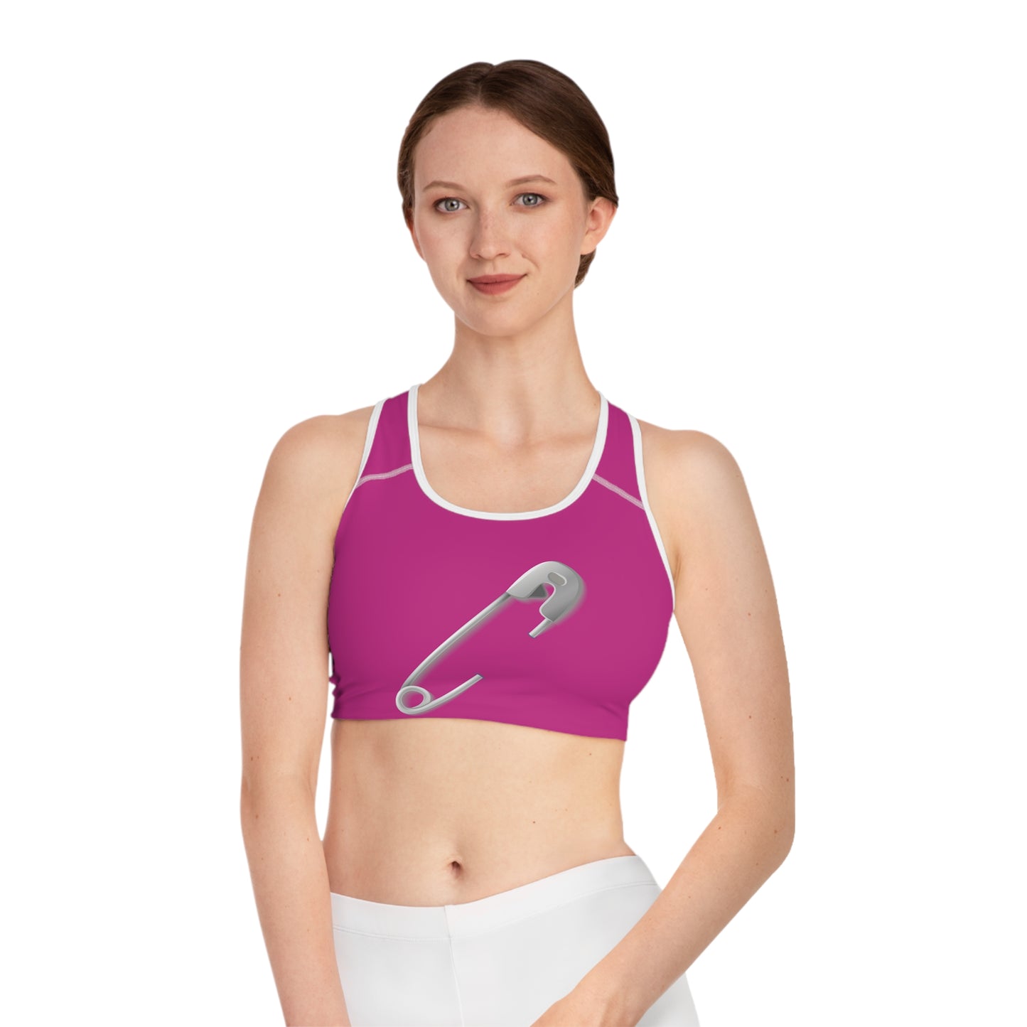 Sports Bra - Chic Activewear for Comfort & Style - Minimalist Safety Pin