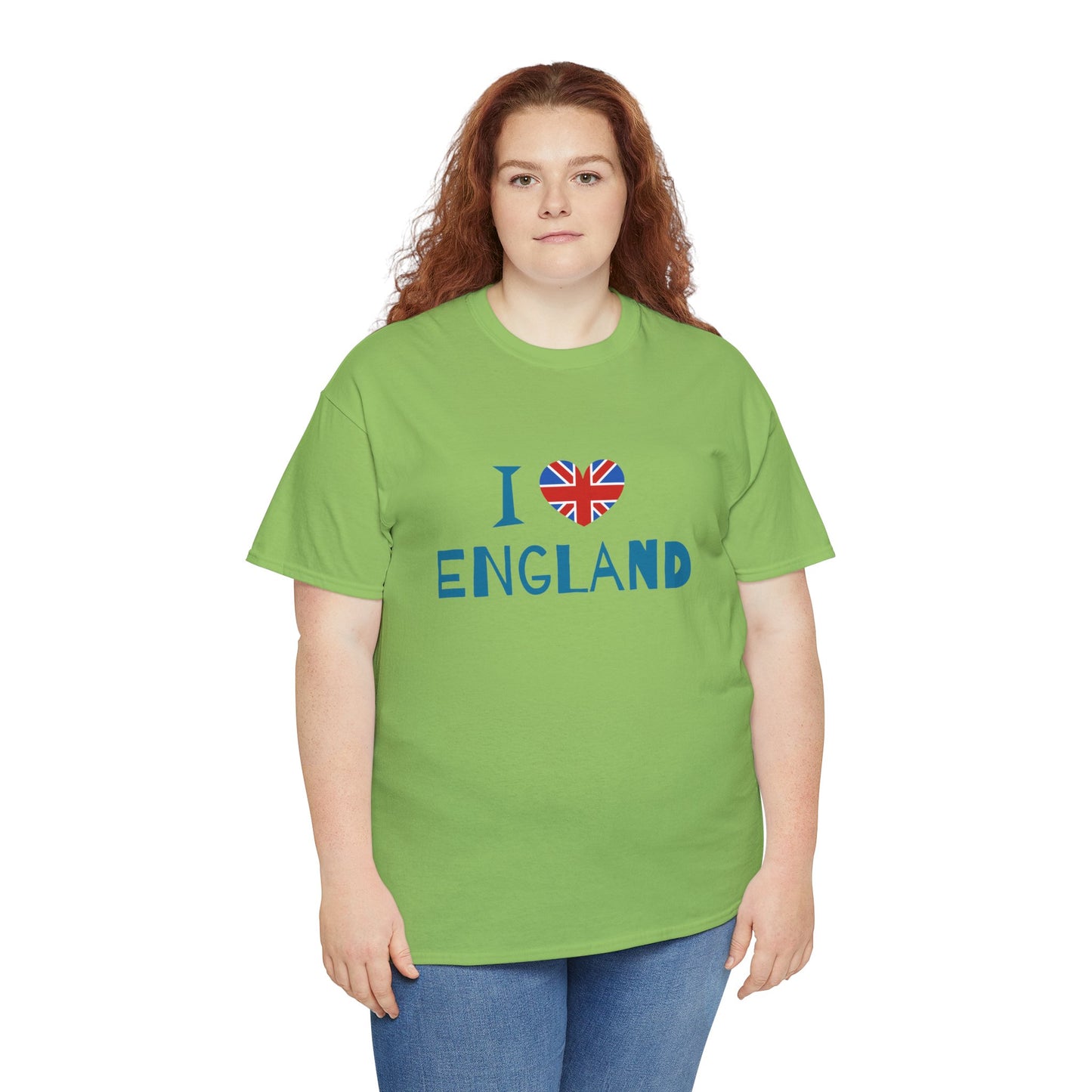 Unisex Heavy Cotton Tee - I Love England - Union Jack Heart