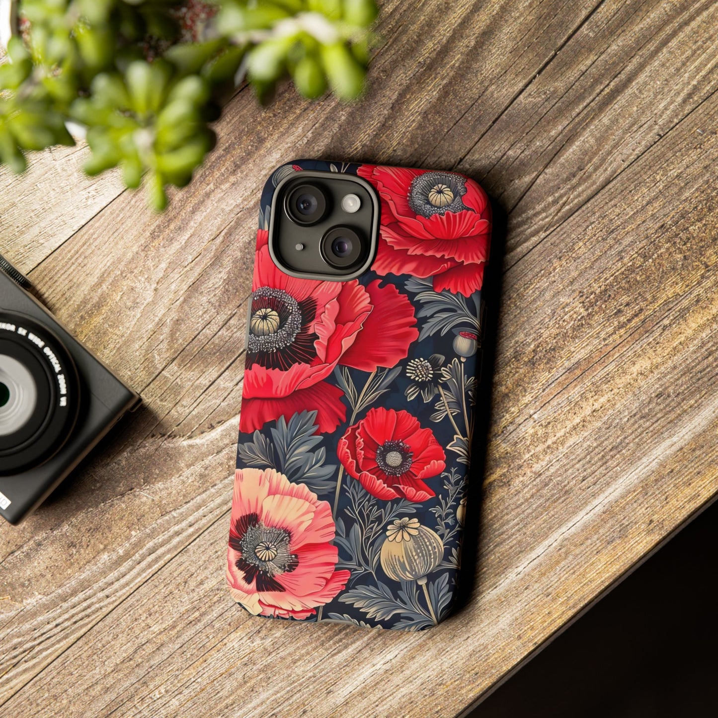 Floral Phone Case with Artistic Poppies, Tough Cases, Flower Design, Nature Lover Gift, Customizable Mobile Cover, Stylish Phone Accessories
