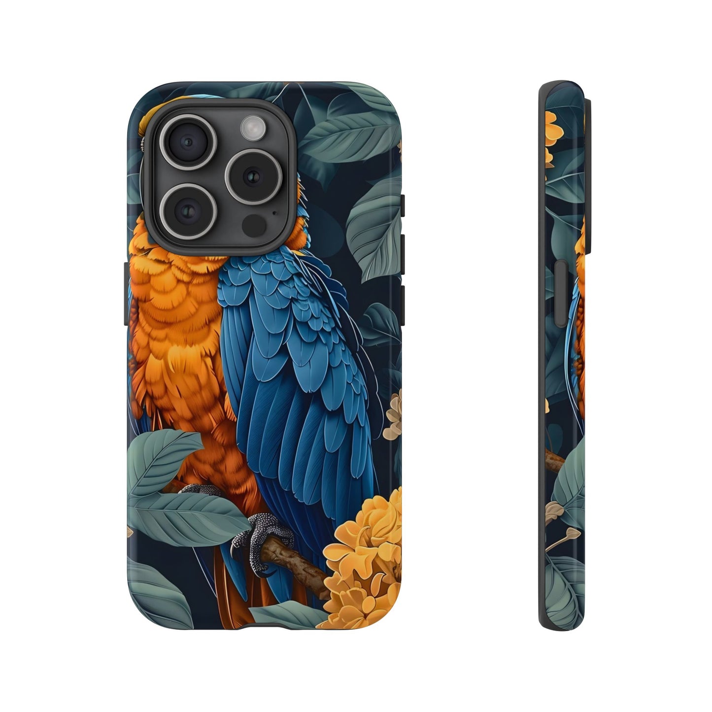 Tropical Parrot Phone Case - Tough Cases, Colorful Phone Cover, Nature Lover Gift, Floral Design, Bird Lover Accessory