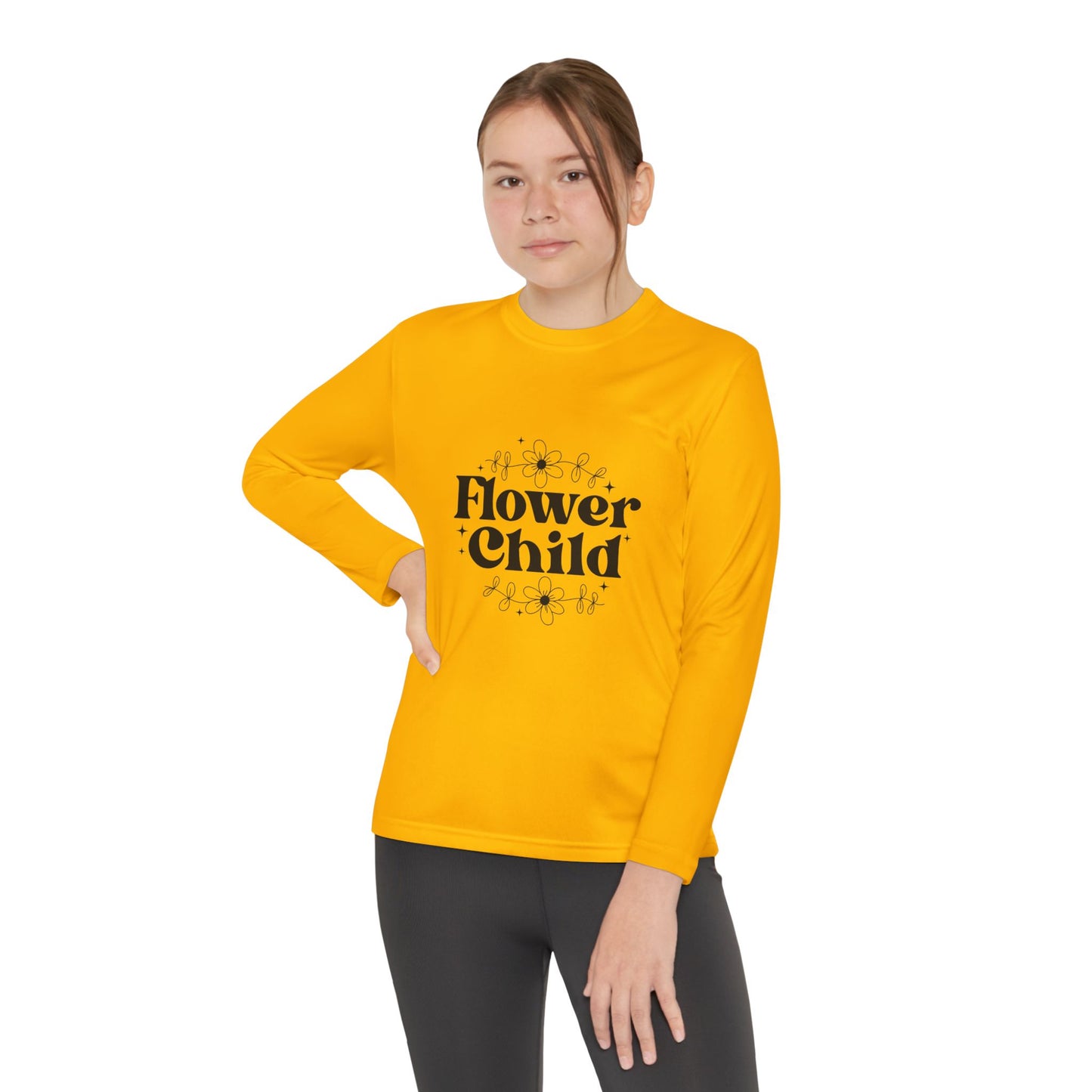 Youth Long Sleeve Tee - Flower Child Design for Free Spirits
