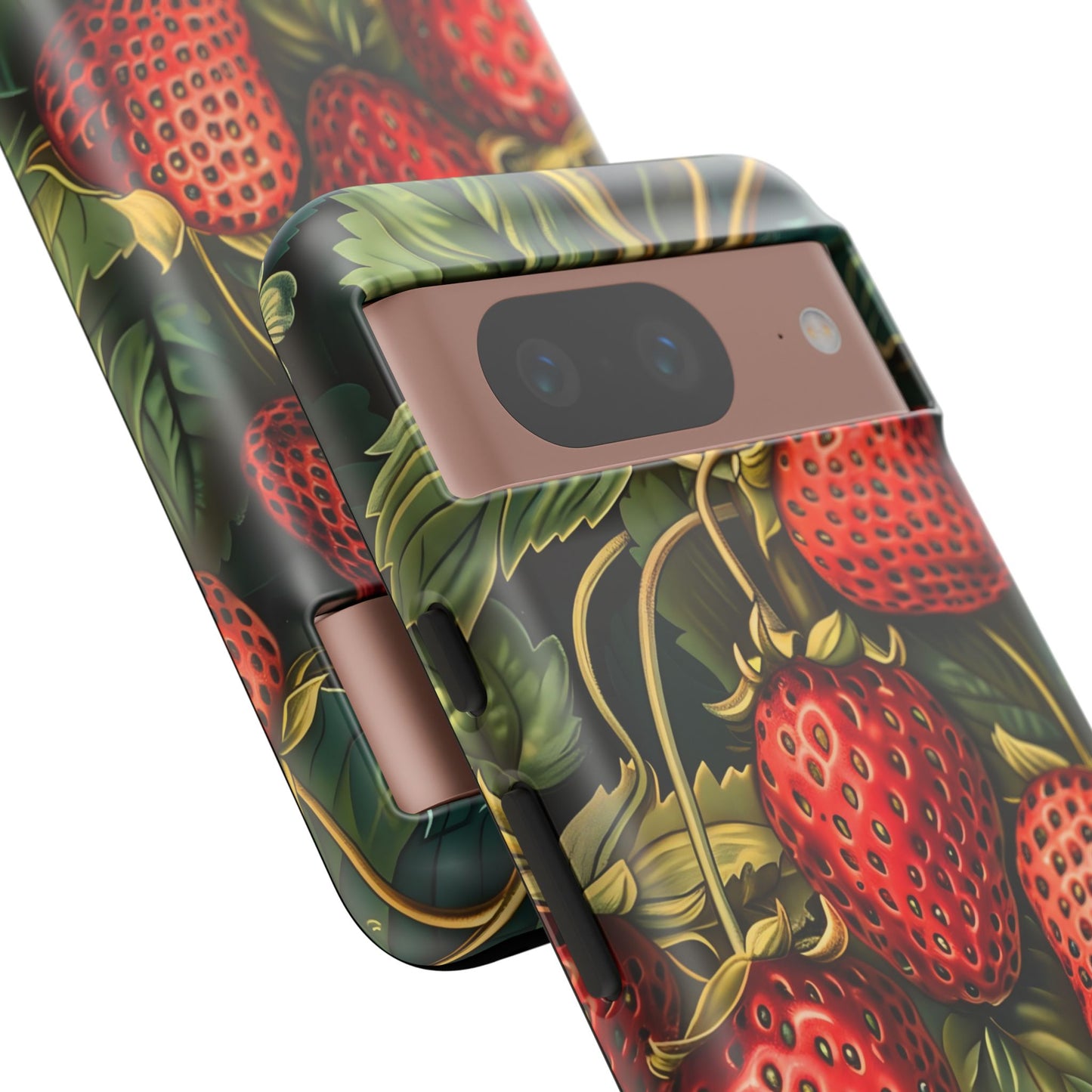 Strawberry Phone Case, Tough Berry Case, Floral Phone Cover, Cute Smartphone Shell, Nature-Inspired Gift