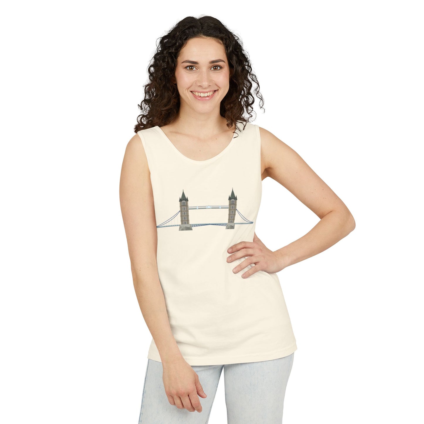 Unisex Garment-Dyed Tank Top - Tower Bridge - Iconic London Landmark