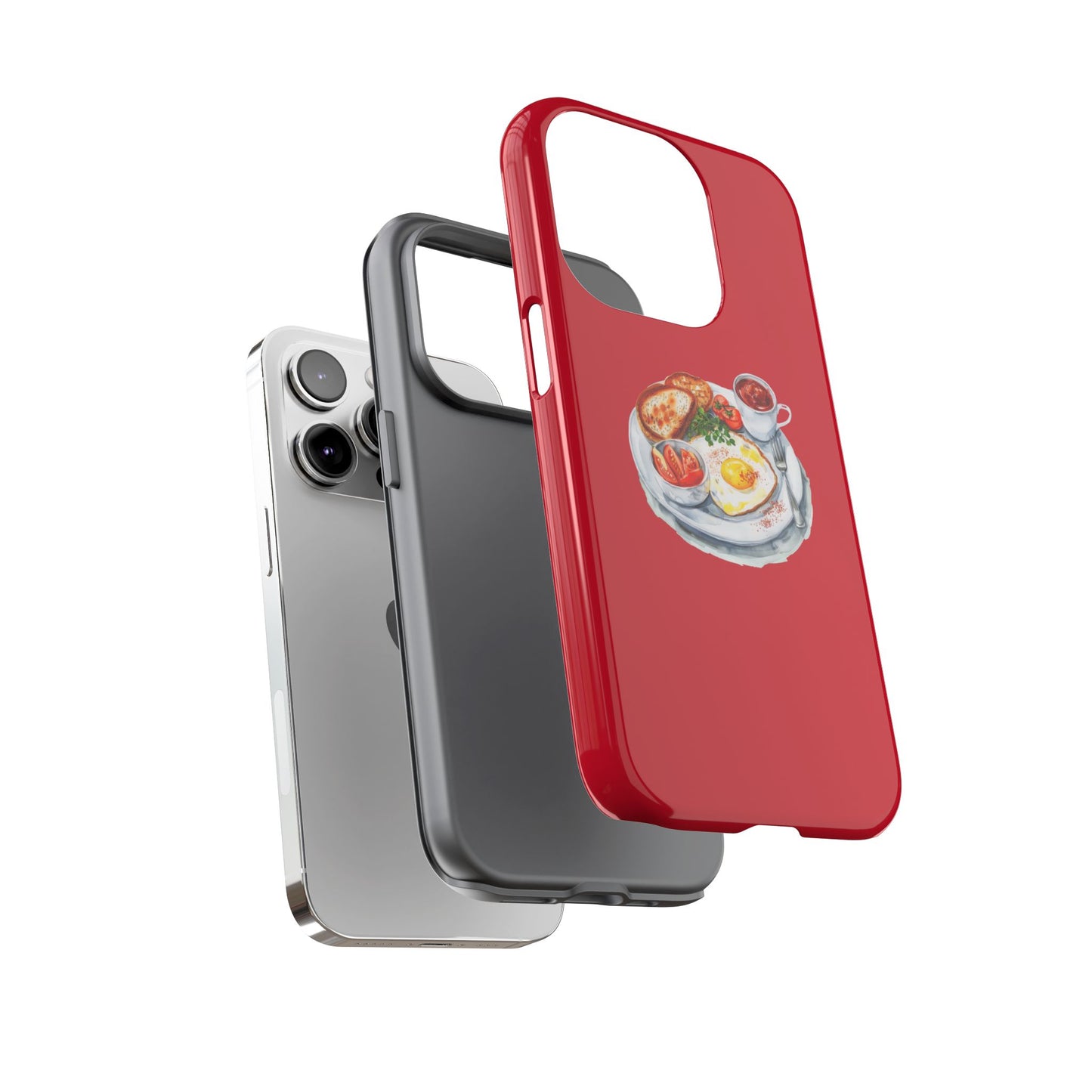 Breakfast-Inspired Phone Case, Tough Phone Covers, Foodie Gifts, Unique Accessories, Cute Kitchen Decor, Red Phone Case