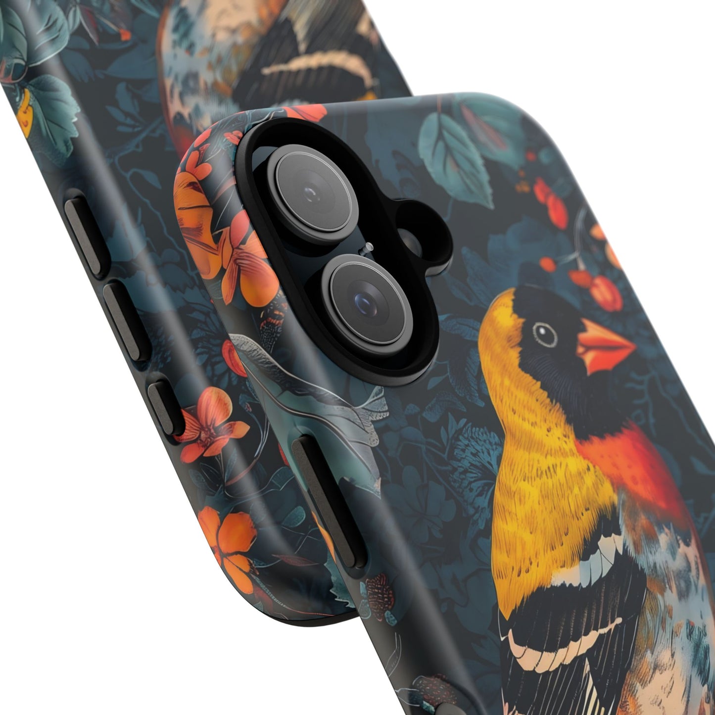 Colorful Bird Phone Case, Floral Phone Cover, Tough Phone Protector, Nature Lover Gift, Botanical Case, Unique Mobile Accessory
