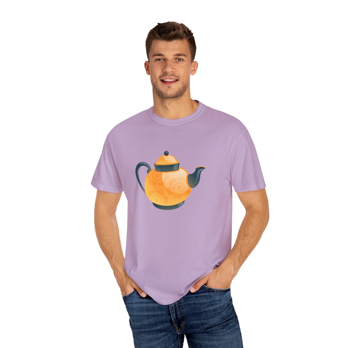 Unisex Garment-Dyed T-shirt - British Tea Kettle - Timeless Elegance in Tea Time