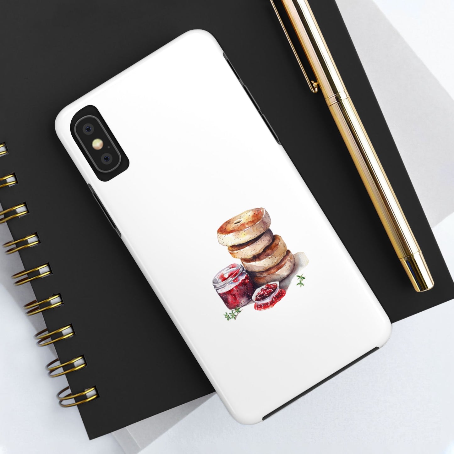 Artistic Bagel & Jam Phone Case - Tough, Durable Design for Food Lovers