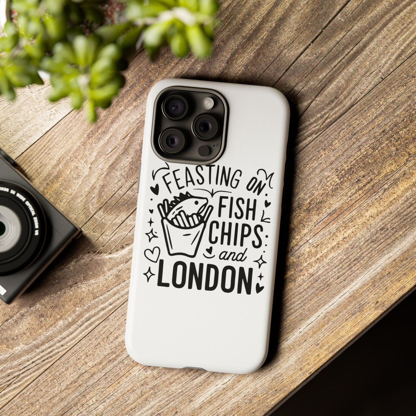 London Fish & Chips Phone Case | Fun Gift for Foodies, Travel Lovers, London Souvenir, Unique Accessories, Personalization Option