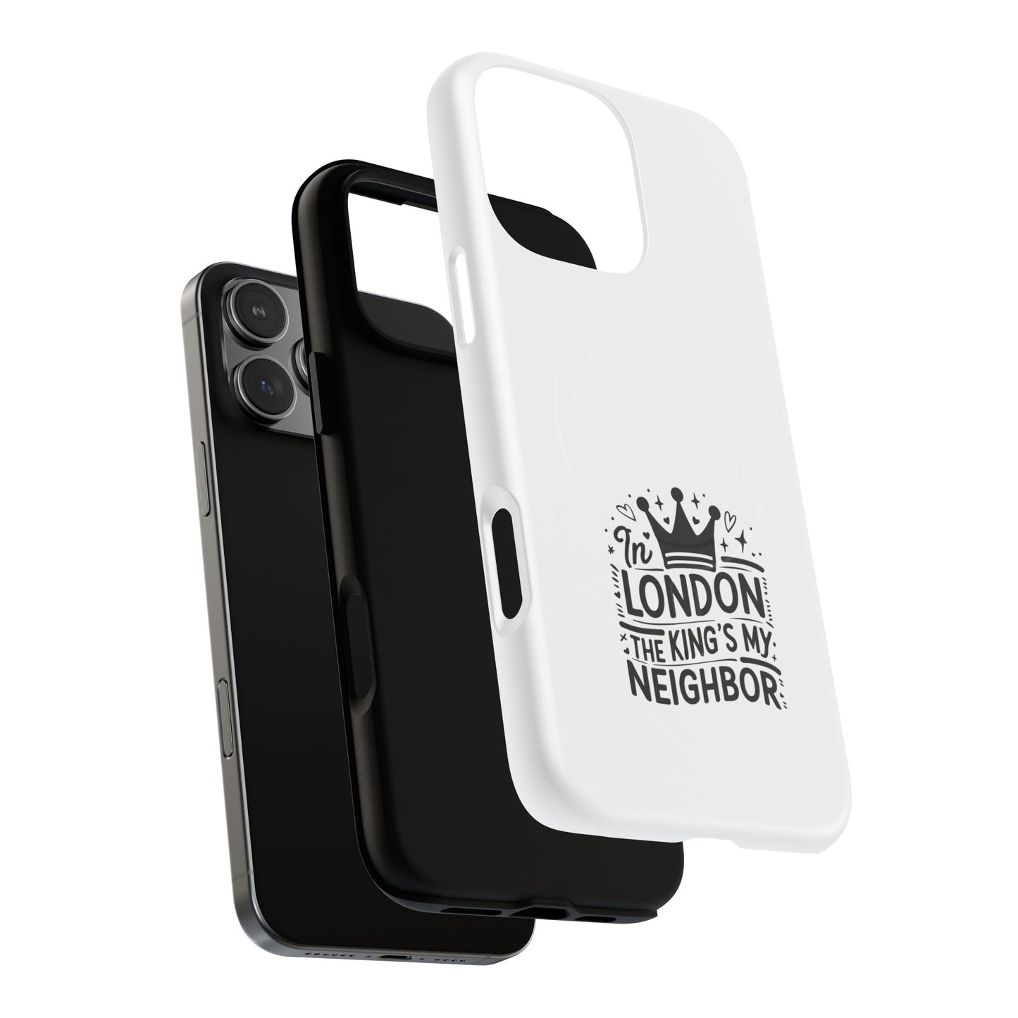 King's Neighbor Tough Magnetic Phone Case, London Style Case, Durable Phone Cover, Gift for Travelers, Black White Phone Accessory